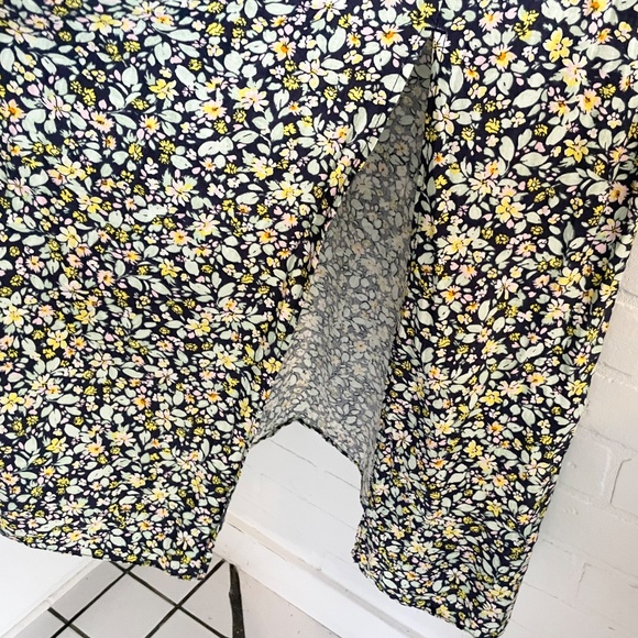 Zara Midi Maxi Dress Coquette Floral print Smoked Linen Viscose Babydoll Sz L - Picture 12 of 16